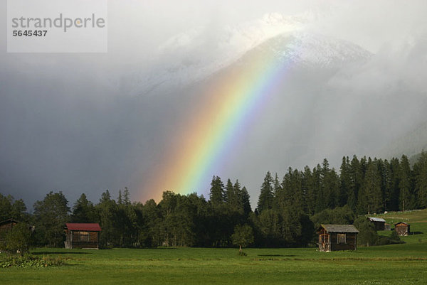 Ein Regenbogen vor dem Rhonegletscher  Kanton Wallis  Schweiz