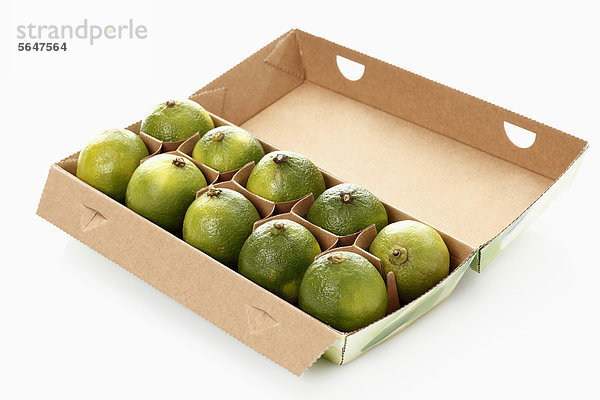 Lime in Box auf weißem Hintergrund