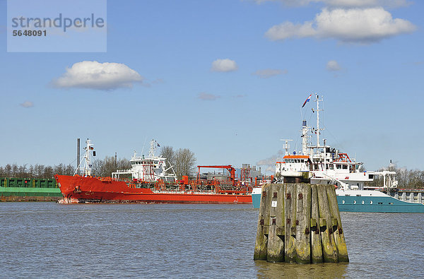 Frachter auf dem Nord-Ostsee-Kanal bei Brunsbüttel  Schleswig-Holstein  Deutschland  Europa