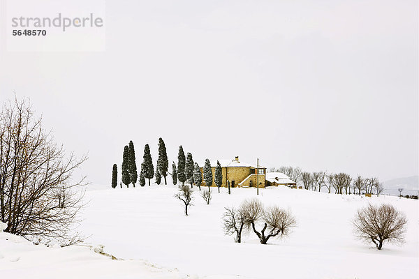 Bauernhaus Europa Ländliches Motiv ländliche Motive Winter Toskana Italien Pienza