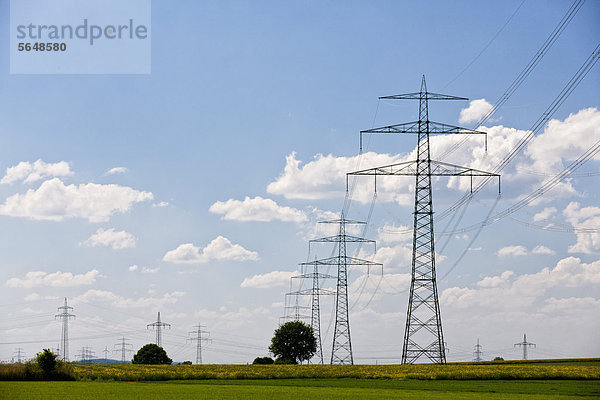 Deutschland  Bayern  Blick auf den Strommast