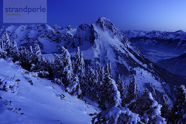 Berggipfel bei blauer Stunde  Pfronten  Allgäu  Bayern  Deutschland  Europa