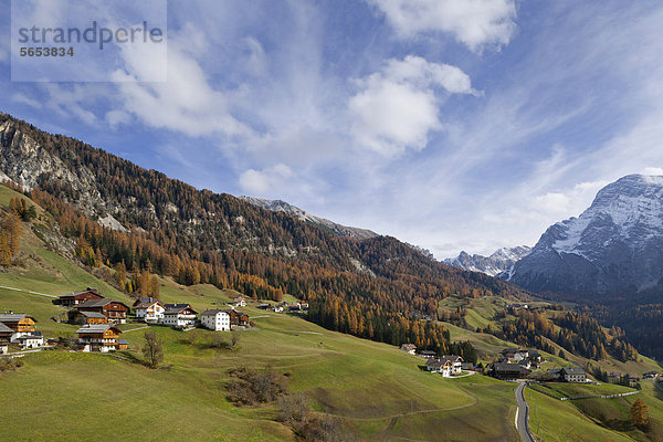 Blick auf den Ort Tolpei  Wengen  Gadertal  Südtirol  Italien  Europa