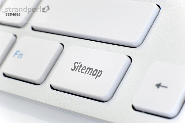Moderne weiße Tastatur mit Schriftzug Sitemap