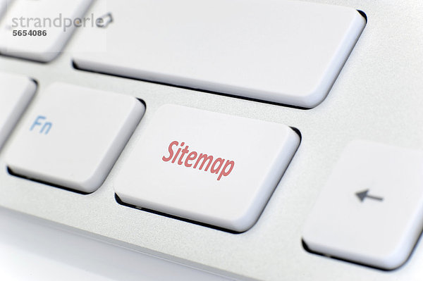 Moderne weiße Tastatur mit rotem Schriftzug Sitemap