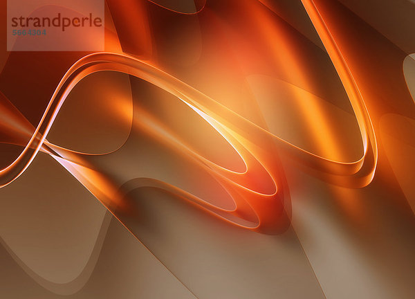 Abstrakte  digital generierte orangefarbene Wellen
