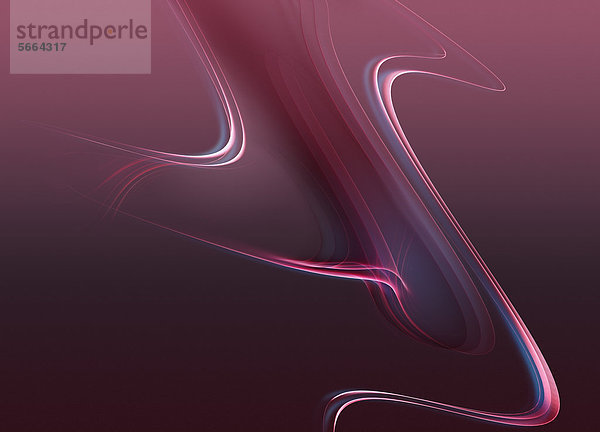 Abstrakte  digital generierte krümmende pinkfarbene Linien mit lilafarbenem Hintergrund