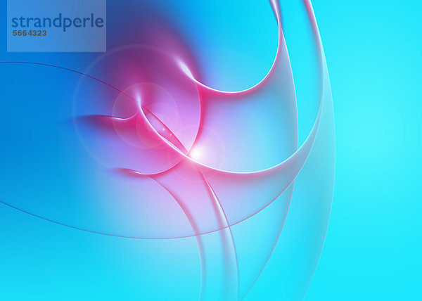 Abstrakte  digital generierte pinkfarbene Muster auf blauem Hintergrund