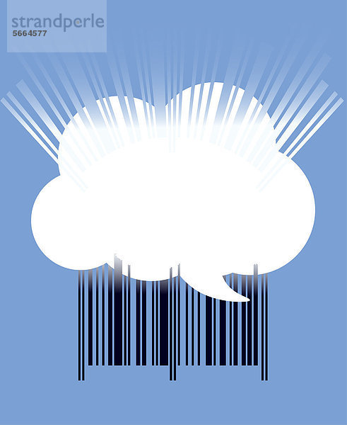 Wolkenförmige Sprechblase über Barcode
