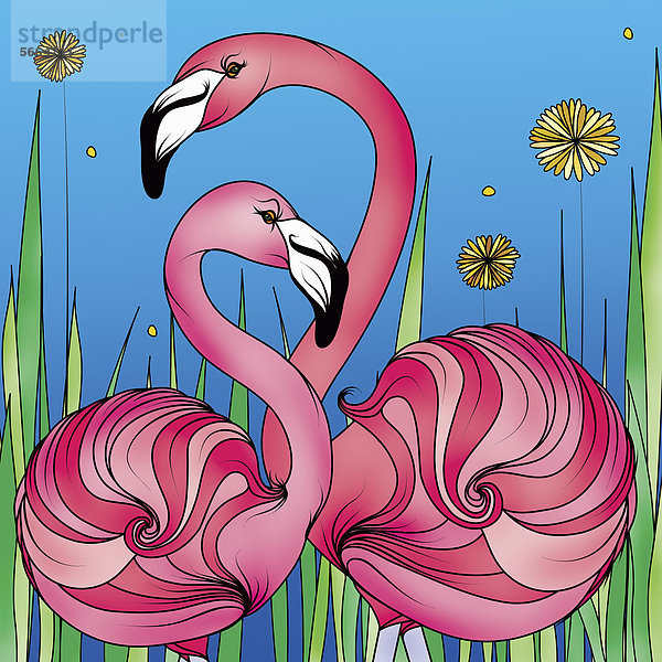 Leuchtende pinkfarbene Flamingos