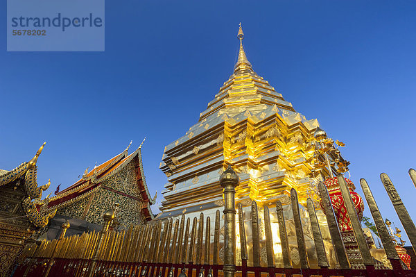 Goldene Pagode oder Chedi  Wat Phrathat Doi Suthep  Chiang Mai  Nordthailand  Thailand  Asien