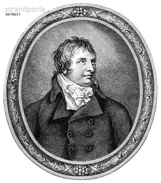 Historische Zeichnung aus dem 19. Jahrhundert  Portrait von Johann Ludwig Dussek  1761 - 1812  ein tschechischer Pianist und Komponist