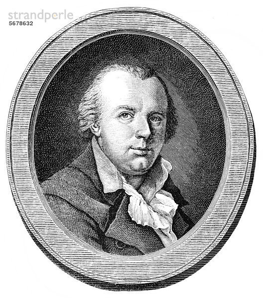 Historische Zeichnung aus dem 19. Jahrhundert  Portrait von Johann Friedrich Reichardt  1752 - 1814  ein deutscher Komponist  Musikschriftsteller und Kritiker