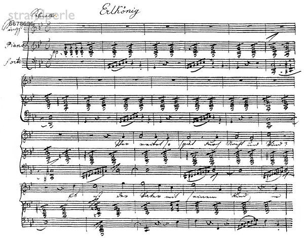 Der Erlkönig  historische Noten-Handschrift von Franz Peter Schubert