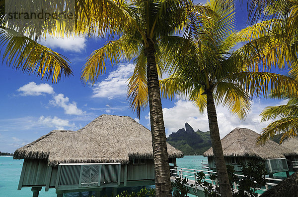 Pfahlhütten  Saint Regis Bora Bora Resort  Bora Bora  Inseln unter dem Wind  Gesellschaftsinseln  Französisch-Polynesien  Pazifischer Ozean