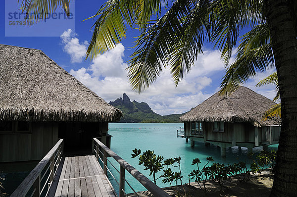 Pfahlhütten  Saint Regis Bora Bora Resort  Bora Bora  Inseln unter dem Wind  Gesellschaftsinseln  Französisch-Polynesien  Pazifischer Ozean
