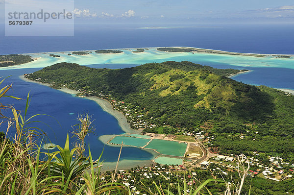 Blick auf Vaitape  Bora Bora  Inseln unter dem Wind  Gesellschaftsinseln  Französisch-Polynesien  Pazifischer Ozean