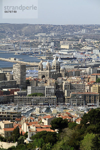 Frankreich Europa Hügel Kirche Ansicht Marseille