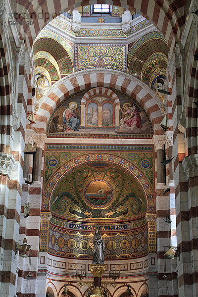 Apsis der Kirche Notre Dame de la Garde mit Mosaiken  Marseille  DÈpartement Bouches du RhÙne  RÈgion Provence Alpes CÙte d'Azur  Frankreich  Europa