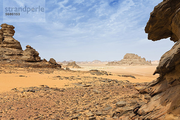 Felsformationen  Akakus-Gebirge  Libyen  Sahara  Afrika