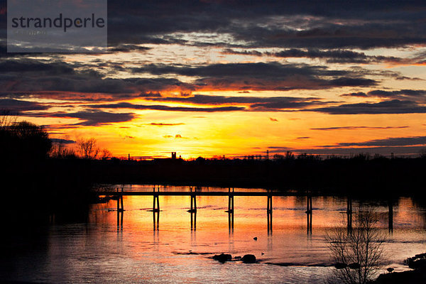 Sonnenuntergang über dem Fluss Shannon  Limerick  Münster  Irland