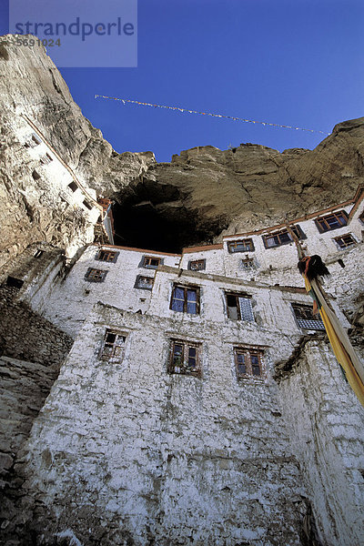 Schwalbennest-Kloster Phuktal am Tsarap-Fluss  Zanskar  Ladakh  indischer Himalaya  Jammu und Kaschmir  Nordindien  Indien  Asien