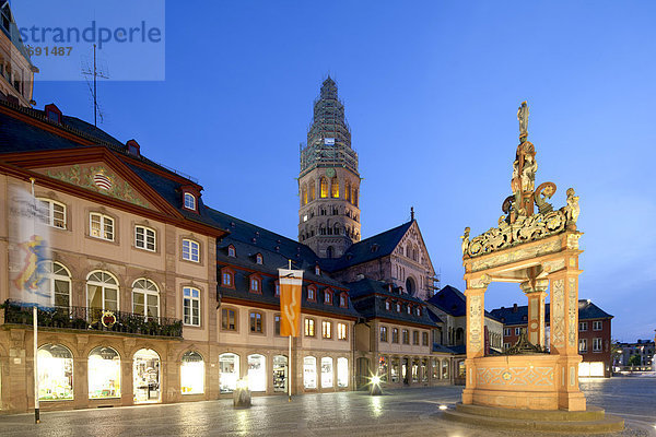 Marktbrunnen und Hoher Dom zu Mainz  St. Martin  Mainz  Rheinland-Pfalz  Deutschland  Europa  ÖffentlicherGrund