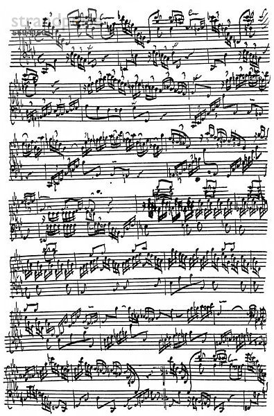 Klavierfantasie in C-moll  Notenhandschrift von Johann Sebastian Bach