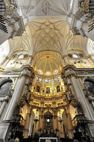 Deckengewölbe und Altarbereich  Kathedrale Santa Maria de la EncarnacÌon  Kathedrale von Granada  Granada  Andalusien  Spanien  Europa