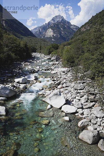 Schweiz  Tessin  Blick auf den Fluss Verzasca