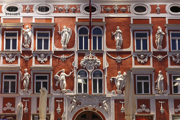 Facade of the Hacklhaus building  Leoben  Upper Styria  Styria  Austria  Europe  PublicGround