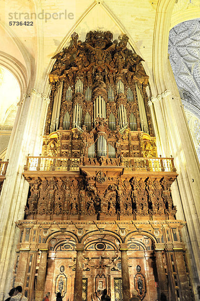 Orgel  Kathedrale von Sevilla  Kathedrale Santa Maria de la Sede  Giralda  Sevilla  Andalusien  Südspanien  Spanien  Europa