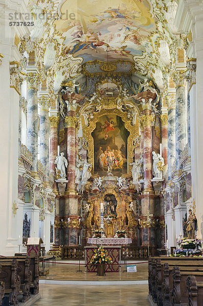 Rokoko Wallfahrtskirche  Wieskirche  UNESCO-Weltkulturerbe  Wies  Steingaden  Oberbayern  Deutschland  Europa