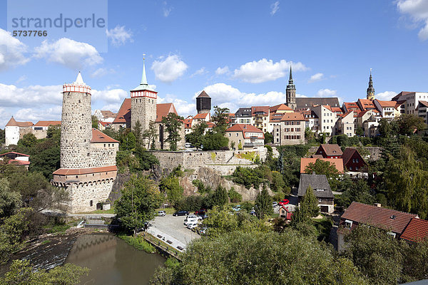 Blick auf die historische Altstadt  Bautzen  Budysin  Lausitz  Oberlausitz  Sachsen  Deutschland  Europa  ÖffentlicherGrund