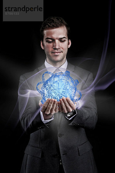 Mann mit holografischem Informationsball