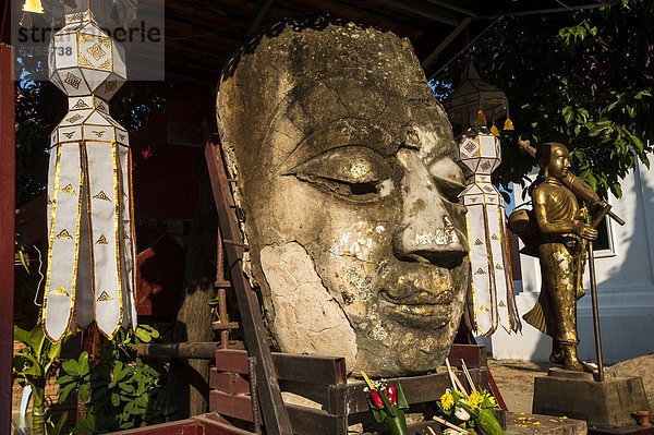 Buddha-Kopf  Wat Phra Singh  Chiang Mai  Nordthailand  Thailand  Asien