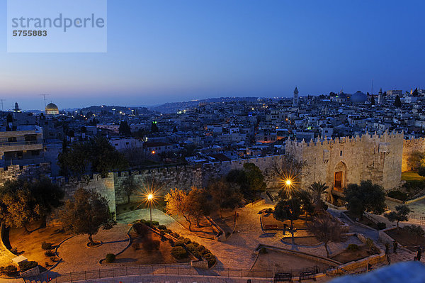 Jerusalem Hauptstadt Damaskus Hauptstadt Wand Wohnhaus Großstadt Eingang Naher Osten Abenddämmerung Gast Israel