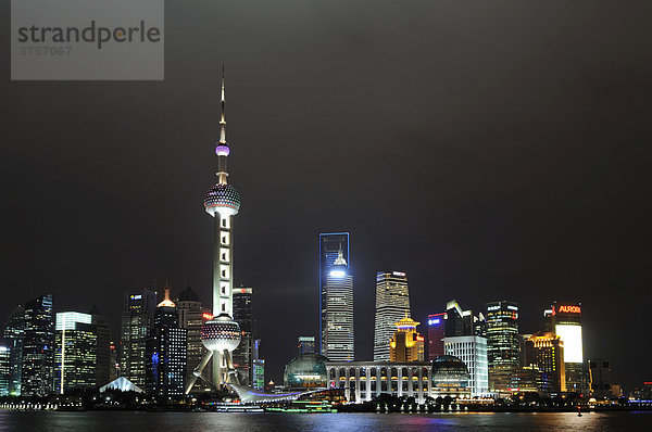 China Huangpu Fluß Asien Oriental Pearl Tower Shanghai