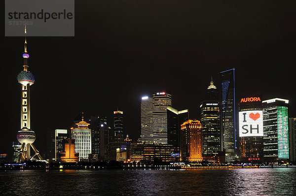 China Huangpu Fluß Asien Oriental Pearl Tower Shanghai