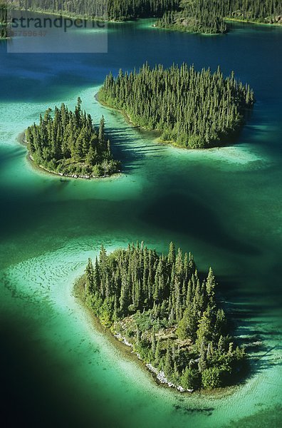 Luftbild des Sees in der Nähe von Atlin  Britisch-Kolumbien  Kanada.