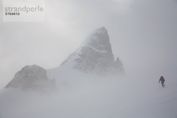 Ein Skifahrer-Uptracking auf den Wapta Eisfeldern  Banff-Nationalpark  Alberta  Kanada