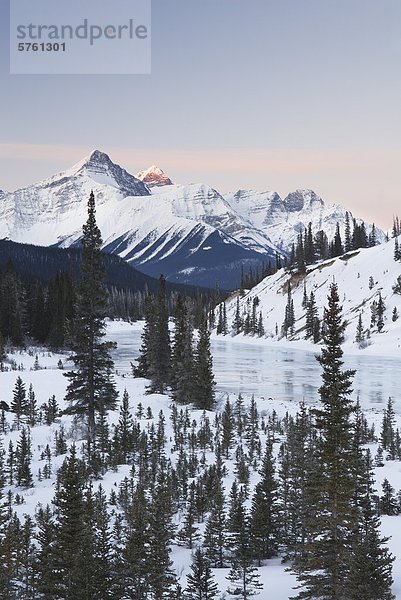 Mount Erasmus  Umfrage Peak und North Saskatchewan River  Banff Nationalpark  Alberta  Kanada