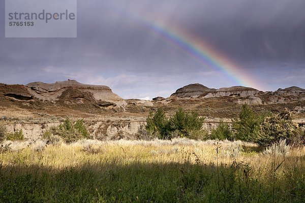 Regenbogen über Dinosaur Provincial Park  Alberta Kanada