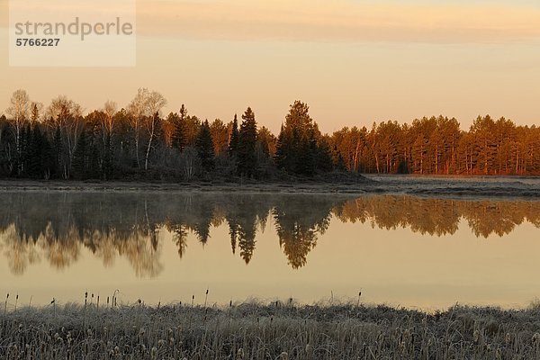 Reflexionen auf einem kleinen See Morgendämmerung  lebhafte  Greater Sudbury  Ontario  Kanada