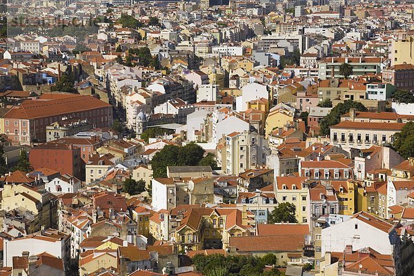 Skyline der Stadt Lissabon aus Schloss St-Jorge  Portugal  Europa