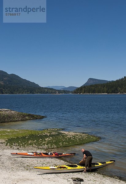 Hafen Insel Kajakfahrer Ansicht British Columbia Kanada Russell