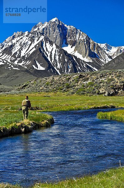 Mann  Fliegenfischen  Hot Creek  California  Vereinigte Staaten von Amerika