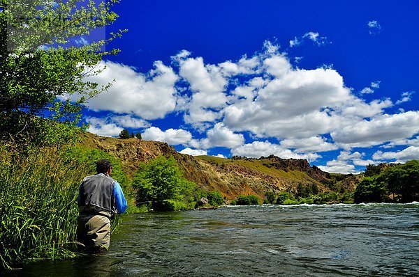 Mann  Fliegenfischen  Deschutes River  Oregon  Vereinigte Staaten von Amerika