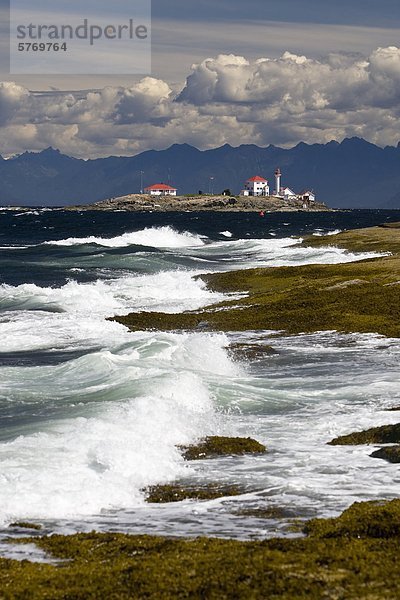 Berg Eingang Leuchtturm Insel Zusammenstoß southern gulf islands Hintergrundbild British Columbia Kanada Brandung Westküste