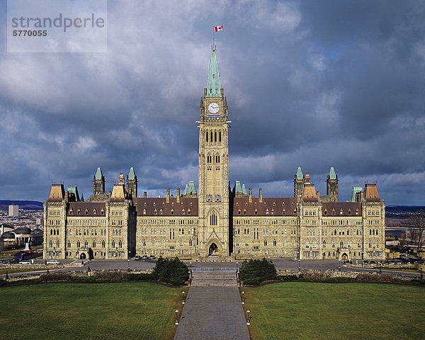 Zentrum-Block  Parlament von Kanada Gebäuden  Ottawa  Ontario  Kanada